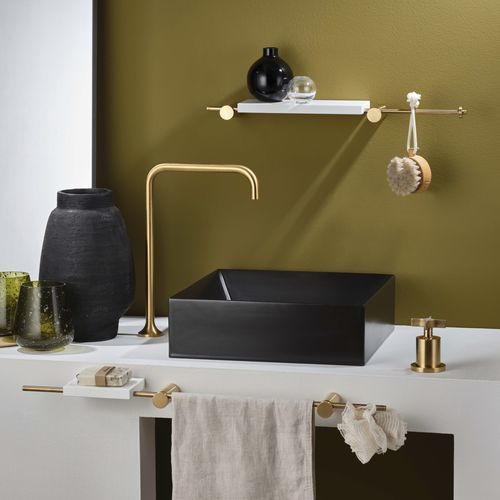 Einhebelmischer für Waschtisch - PR53AW201GOX - Ritmonio Rubinetterie Srl - Aufsatz / gebürstetes Messing / für Badezimmer