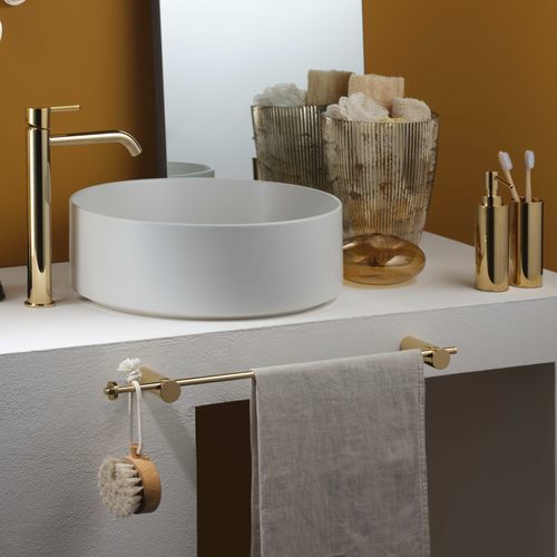 Einhebelmischer für Waschtisch - PR54AF201DOR - Ritmonio Rubinetterie Srl - Aufsatz / verchromter Messing / für Badezimmer