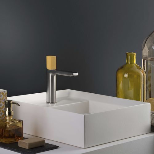 Einhebelmischer für Waschtisch - PR43AU101IX+PR43MA001M02 - Ritmonio Rubinetterie Srl - Aufsatz / gebürstetes Messing / für Badezimmer