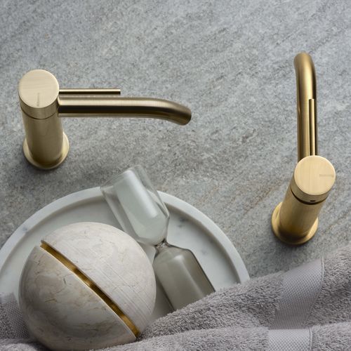 Einhebelmischer für Waschtisch - PR52AA201CHX - Ritmonio Rubinetterie Srl - Aufsatz / gebürstetes Messing / für Badezimmer