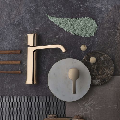 Einhebelmischer für Waschtisch - PR35AU101F33+PR35MA001F33 - Ritmonio Rubinetterie Srl - Aufsatz / gebürstetes Messing / für Badezimmer