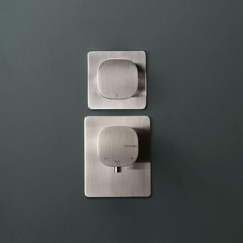 Einhebelmischer für Dusche - PR35HF202IX - Ritmonio Rubinetterie Srl - wandmontiert / thermostatisch / gebürstetes Messing
