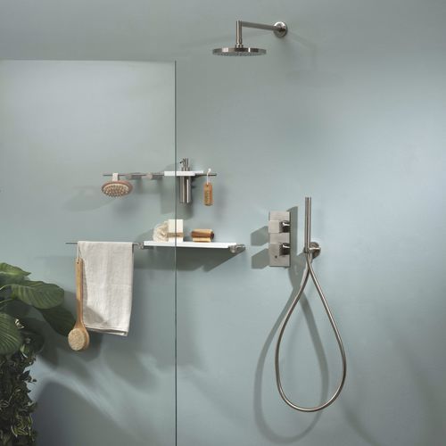 Einhebelmischer für Dusche - PR47HB112IX - Ritmonio Rubinetterie Srl - wandmontiert / thermostatisch / gebürstetes Messing