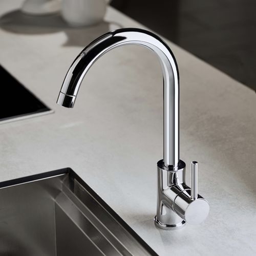Einhebelmischer für Waschtisch - E0CU250CRL - Ritmonio Rubinetterie Srl - Aufsatz / verchromter Messing / für Küche