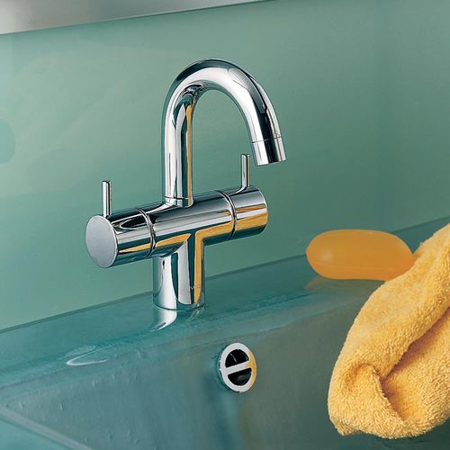 Zweigriffmischer für Waschtisch - HV6 series - VOLA - Aufsatz / Edelstahl / für Badezimmer