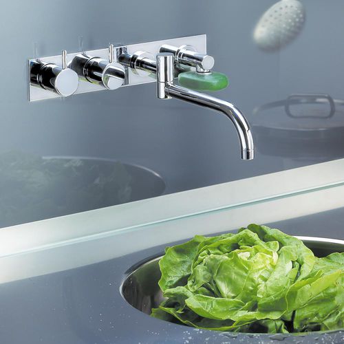 Einbau-Zweigriffmischer - 634T3 series - VOLA - Edelstahl / für Küche / 4-Loch