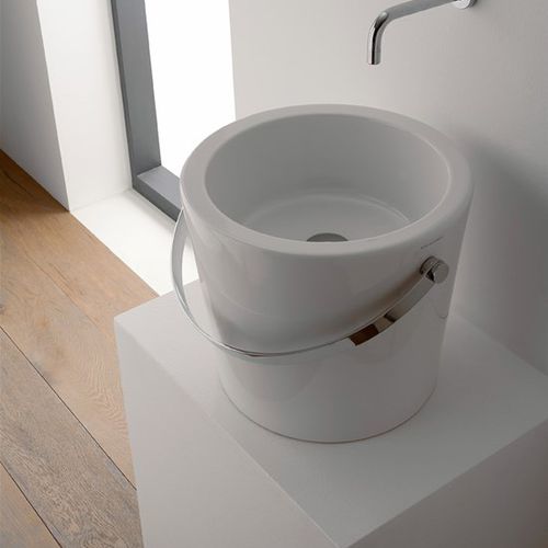 Aufsatzwaschbecken - BUCKET - Scarabeo Ceramiche - Keramik / Stahl / Hochglanz