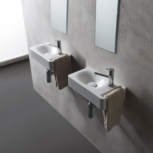 Wand-Waschbecken - 1513 - Scarabeo Ceramiche - Keramik / mit integrierter Waschtischplatte / mit integriertem Handtuchhalter