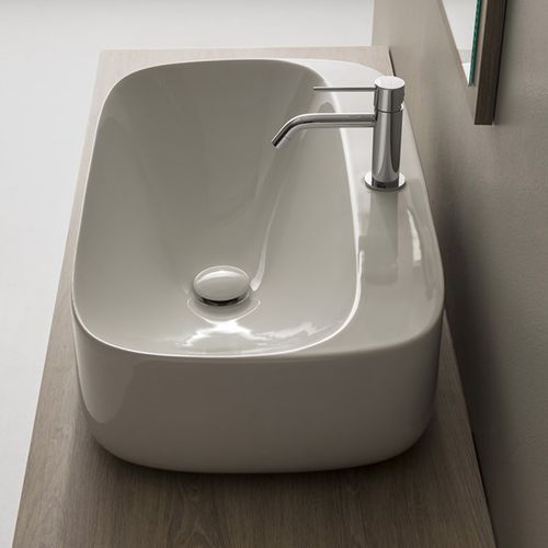 Aufsatzwaschbecken - Moon - Scarabeo Ceramiche - emaillierte Keramik / 1-Loch / modern