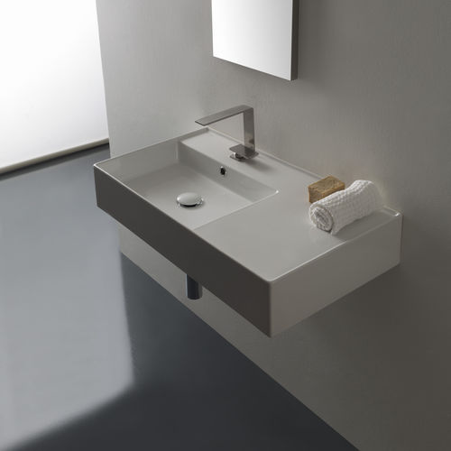 Wand-Waschbecken - 5115  - Scarabeo Ceramiche - Keramik / mit integrierter Waschtischplatte / rechteckig