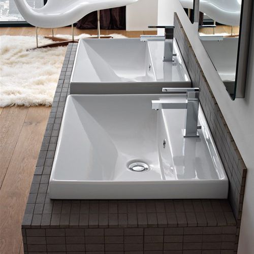 Einbauwaschbecken - 3001 - Scarabeo Ceramiche - Keramik / doppelt / rechteckig