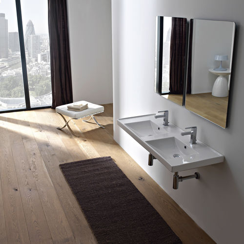 Wand-Waschbecken - 3003 - Scarabeo Ceramiche - Keramik / mit integrierter Waschtischplatte / doppelt