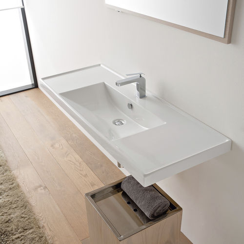 Wand-Waschbecken - 3007 - Scarabeo Ceramiche - Keramik / mit integrierter Waschtischplatte / mit integriertem Handtuchhalter