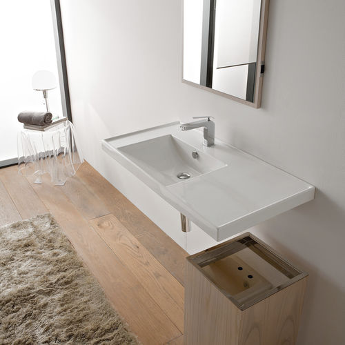 Wand-Waschbecken - 3008 - Scarabeo Ceramiche - Keramik / mit integrierter Waschtischplatte / mit integriertem Handtuchhalter
