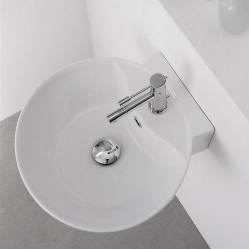 Wand-Waschbecken - 8009R - Scarabeo Ceramiche - Keramik / rund / 1-Loch