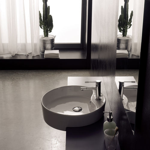 Halbeinbauwaschbecken - 8029D - Scarabeo Ceramiche - Keramik / rund / 1-Loch
