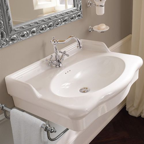 Wand-Waschbecken - 5301 - Scarabeo Ceramiche - Keramik / mit integriertem Handtuchhalter / oval