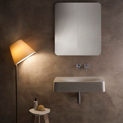 Wand-Waschbecken - 6002 - Scarabeo Ceramiche - Keramik / mit verstellbarem Spiegel / rechteckig