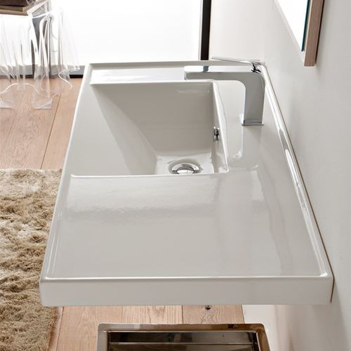 Wand-Waschbecken - 3009 - Scarabeo Ceramiche - Keramik / mit integrierter Waschtischplatte / rechteckig