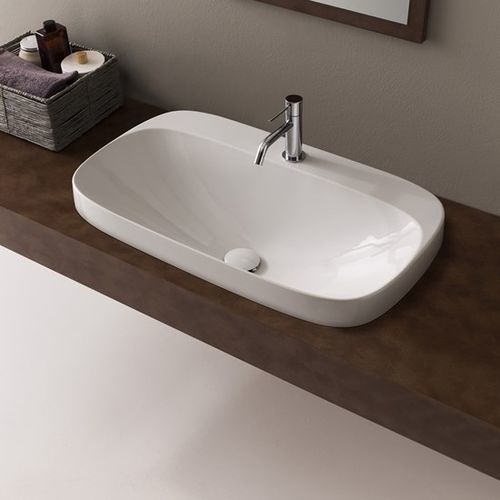 Einbauwaschbecken - Moon - Scarabeo Ceramiche - emaillierte Keramik / Made in Italy / quadratisch