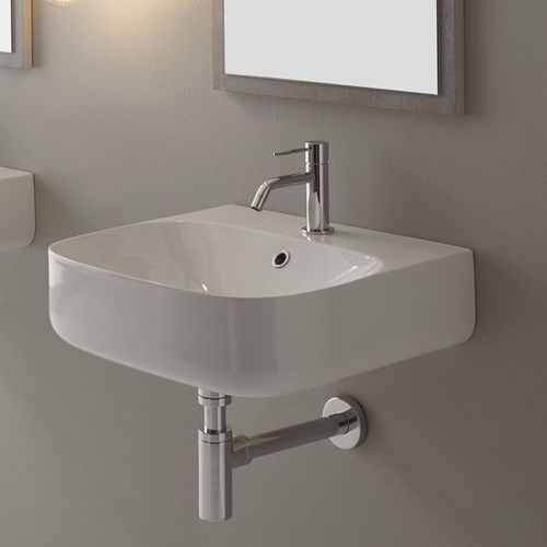Wand-Waschbecken - Moon - Scarabeo Ceramiche - Aufsatz / emaillierte Keramik / Hochglanz