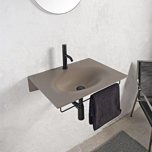 Wand-Waschbecken - 6102 - Scarabeo Ceramiche - Keramik / mit integriertem Handtuchhalter / rechteckig