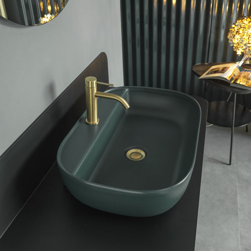 Aufsatzwaschbecken - MUSK - Scarabeo Ceramiche - Keramik / oval / 1-Loch