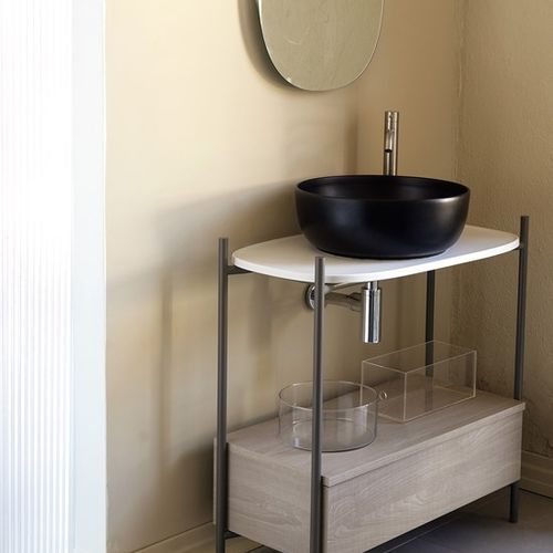 Konsole Waschbecken - LAILA - Scarabeo Ceramiche - Keramik / mit Ablage / mit integrierten Schubladen