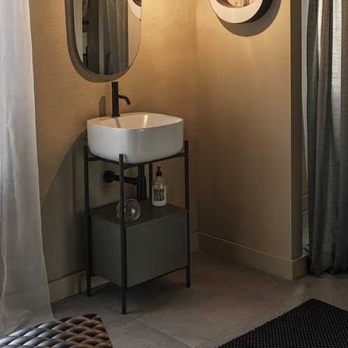 Konsole Waschbecken - LAILA - Scarabeo Ceramiche - Keramik / mit integrierten Schubladen / mit Spiegel
