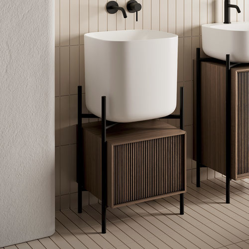 Freistehender Waschtisch-Unterschrank - LAILA - Scarabeo Ceramiche - Holz / Metall / modern