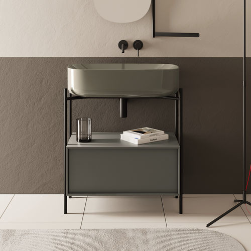 Freistehender Waschtisch-Unterschrank - LAILA - Scarabeo Ceramiche - Holz / Metall / modern