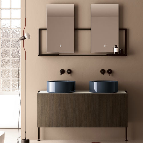 Doppelter Waschtisch-Unterschrank - PICTURE: 3055 - Scarabeo Ceramiche - wandhängend / Holz / Metall