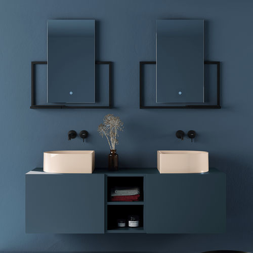 Doppelter Waschtisch-Unterschrank - PICTURE: 3058 - Scarabeo Ceramiche - wandhängend / Holz / Metall