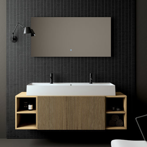 Doppelter Waschtisch-Unterschrank - PICTURE: 3060 - Scarabeo Ceramiche - wandhängend / Holz / Metall