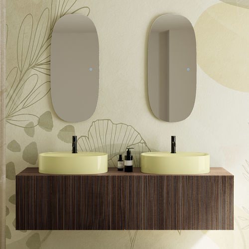 Doppelter Waschtisch-Unterschrank - PICTURE: 3059 - Scarabeo Ceramiche - wandhängend / Holz / Metall