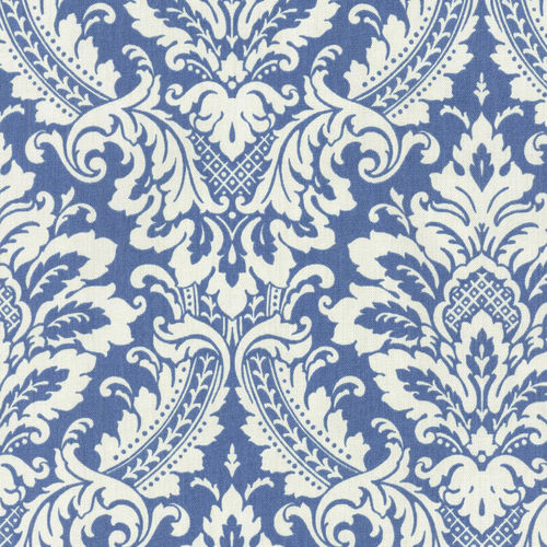 Möbelstoff - WARREN CORNFLOWER - WAVERLY Div. of Schumacher & Co. - Damast-Motiv / Baumwolle / bedruckt