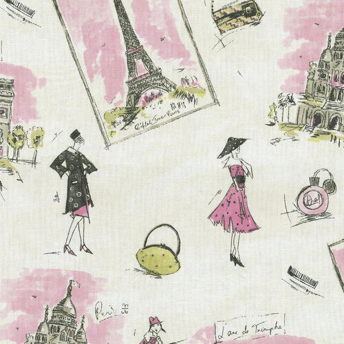 Möbelstoff - TRES CHIC BLACK PINK - WAVERLY Div. of Schumacher & Co. - individuell gestaltbar / Baumwolle