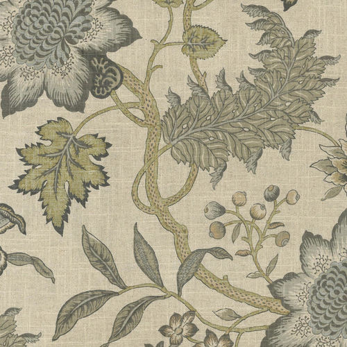 Möbelstoff - JACOBEAN FLAIR VERMEIL - WAVERLY Div. of Schumacher & Co. - Blumenmotive / Leinen