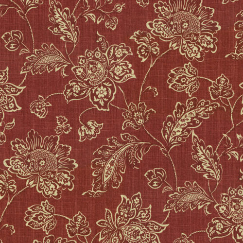 Möbelstoff - EVERARD DAMASK RUBY - WAVERLY Div. of Schumacher & Co. - Blumenmotive / Leinen