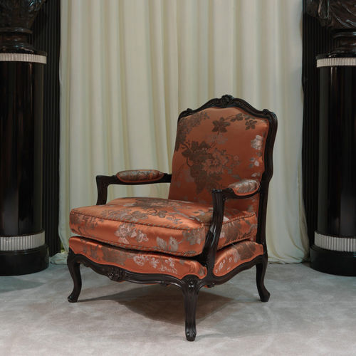 Sessel / Louis XV - ZANABONI - Stoff / Leder / Massivholz