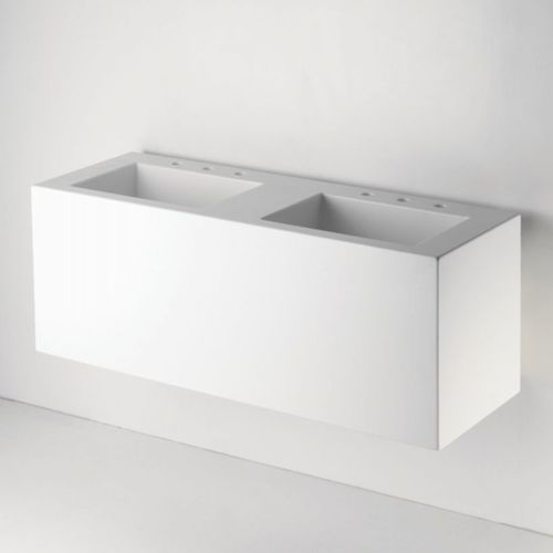 Wand-Waschbecken - PTLV52 - Waterworks - Corian® / doppelt / rechteckig