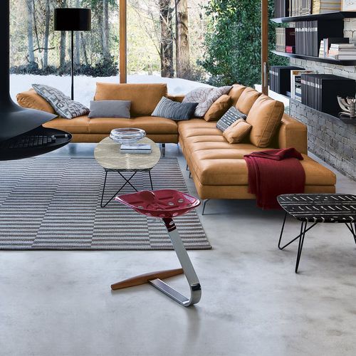 Hocker / originelles Design - MEZZADRO - Zanotta - Buche / Gestell aus verchromtem Stahl / mit Überhang