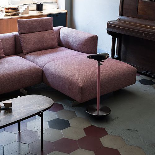 Hocker / originelles Design - SELLA  - Zanotta - Leder / Gestell aus lackiertem Stahl / Gestell aus Gusseisen