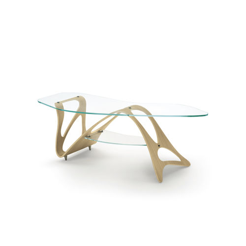 Moderner Couchtisch - ARABESCO CM - Zanotta - Hartglas / Gestell aus Eiche / Gestell aus Furnierholz