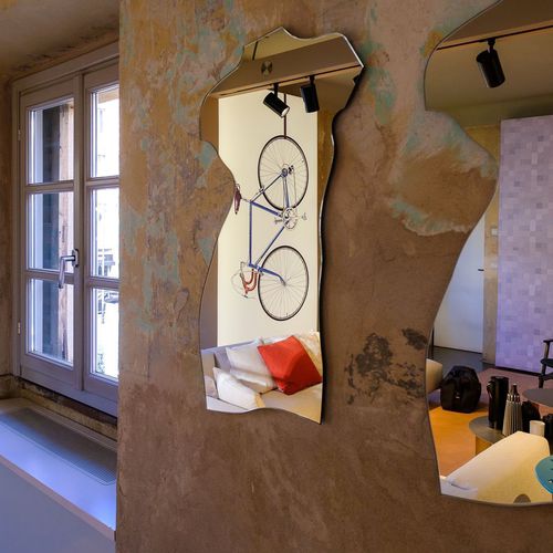 Wandmontierter Spiegel - MILO CM - Zanotta - originelles Design / Edelstahl / transparent