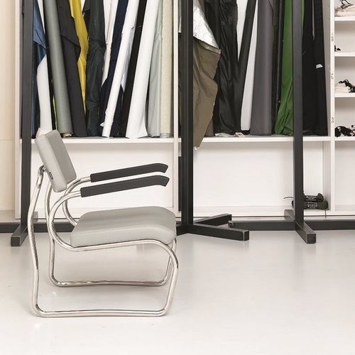 Sessel / originelles Design - SANT'ELIA - Zanotta - Leder / Edelstahl / schwarz