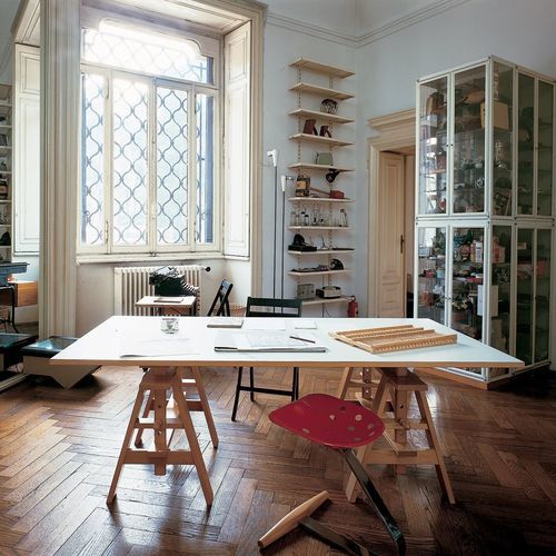 Moderner Arbeitstisch - LEONARDO - Zanotta - Laminat / Hartglas / Kunststoff