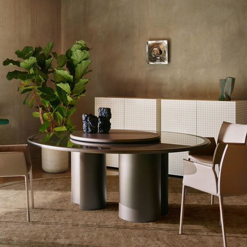 Moderner Tisch - BOL 2326 - Zanotta - lackiertes MDF / Kristall / Gestell aus Polyurethan