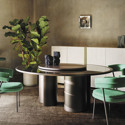 Tischplatte / lackiertes MDF - LAZY SUSAN - Zanotta - schwarz / rot