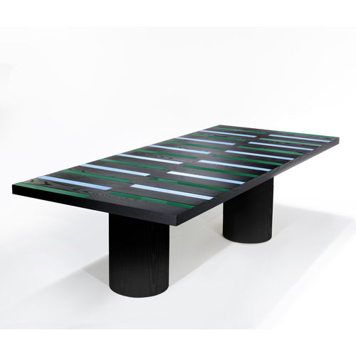 Moderner Tisch - RIGA-RIGA - Zanotta - Holz / Glas / Gestell aus Furnierholz